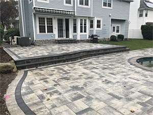 nicolock Oceanic blue alpine contemporary smooth pool patio natural stone veneer steps